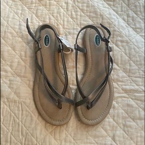 Dr. Scholls Strappy Flip Flop Sandal Pewter Women’s Sz 7.5 Thong